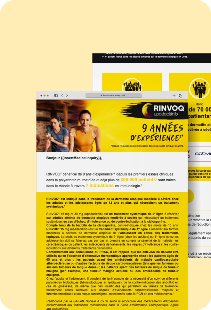 Newsletter de Rinvocq, mettant en lumière des informations sur les traitements de santé avancés