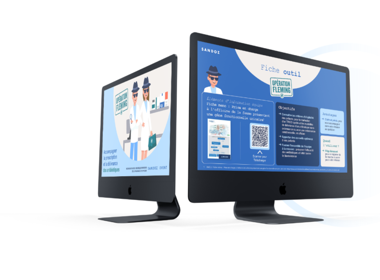 Slideshow illustrant une mission de relations publiques réalisée par Izidee pour Sandoz.