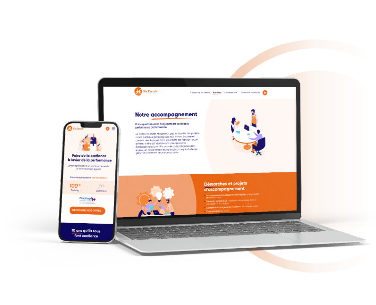 Site web interactif conçu pour Viaferrata, proposant des formations en management et en efficacité relationnelle pour les managers opérationnels.