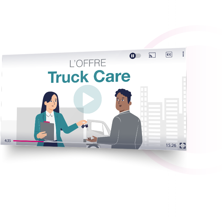 Animation en motion design développée pour Truck Care, illustrant leurs services de gestion de flotte