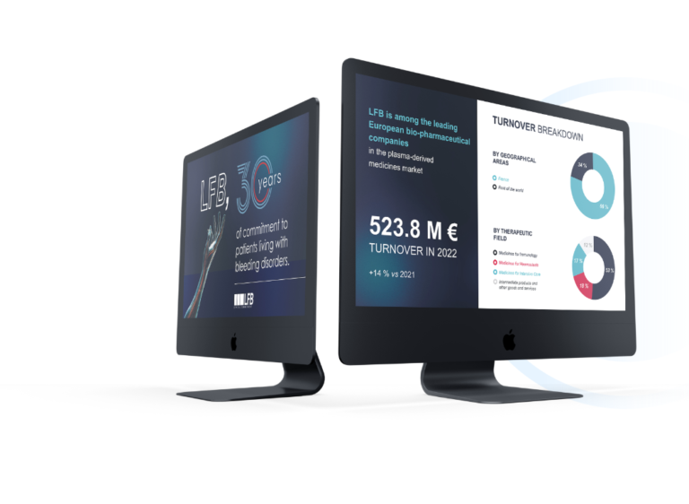 Mockup d’un slideshow développé pour LFB, mettant en avant des solutions médicales innovantes