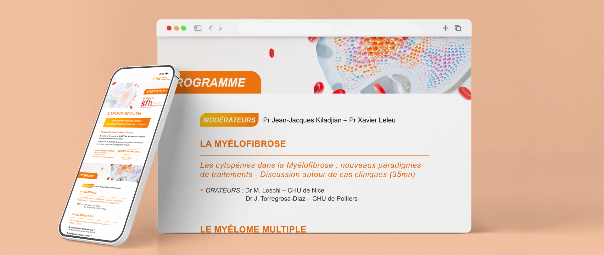 Mockup d’une newsletter conçue pour GSK, mettant en avant des innovations et actualités dans le domaine pharmaceutique