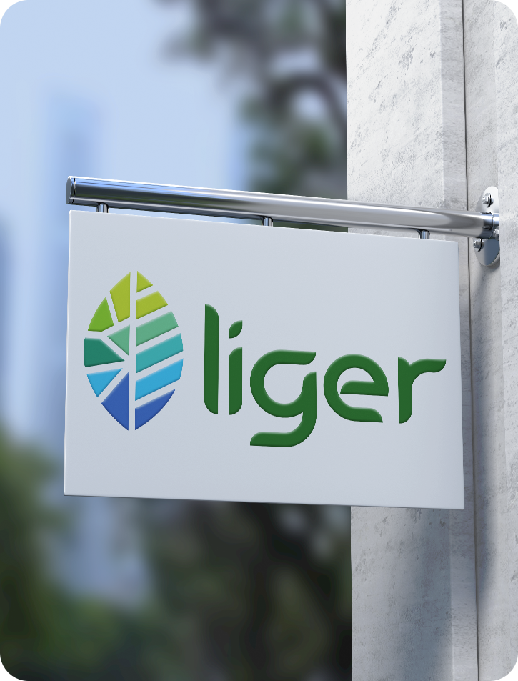 Mockup du Logo de Liger, représentant une entreprise spécialisée dans les énergies renouvelables et durables