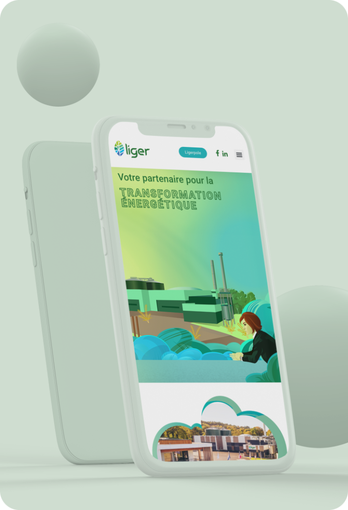 Mockup sur téléphone du site web de Liger